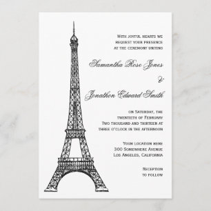Convite parisiense do casamento da torre Eiffel