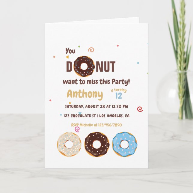 Convite Parte do Aniversário de criança temático da rosqui (Frente)