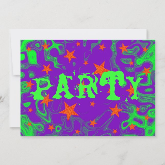 Convite 'Partido' roxo ortográfico (Frente)