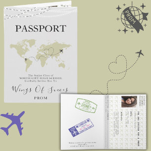 Convite Passaporte Bege Boho Viagem Baile Mundial Mapa Mun