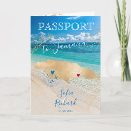 Convite Passaporte com Mapa de Destino de Casamento na Jam