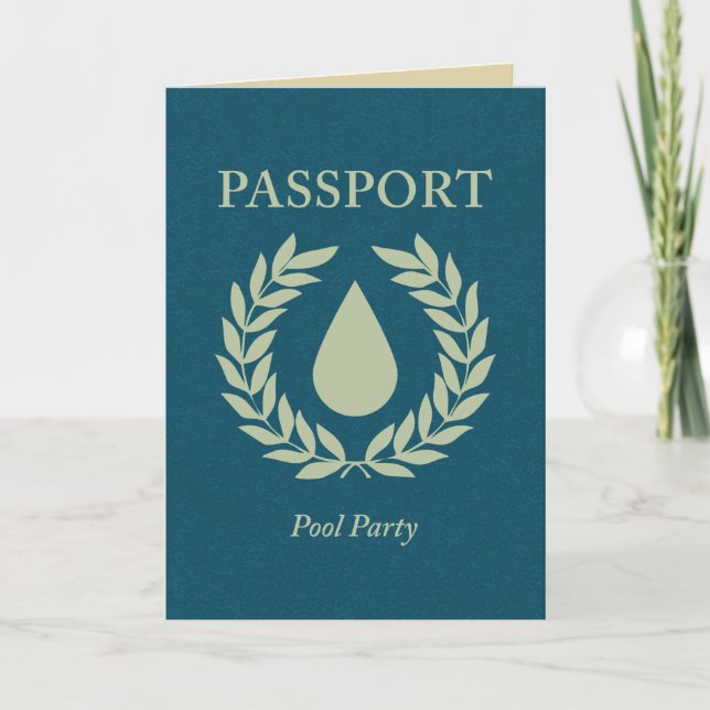 Convite passaporte da festa na piscina (Frente)