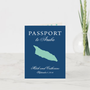 Convite Passaporte de Aruba Casamento com Árvore Divi Divi