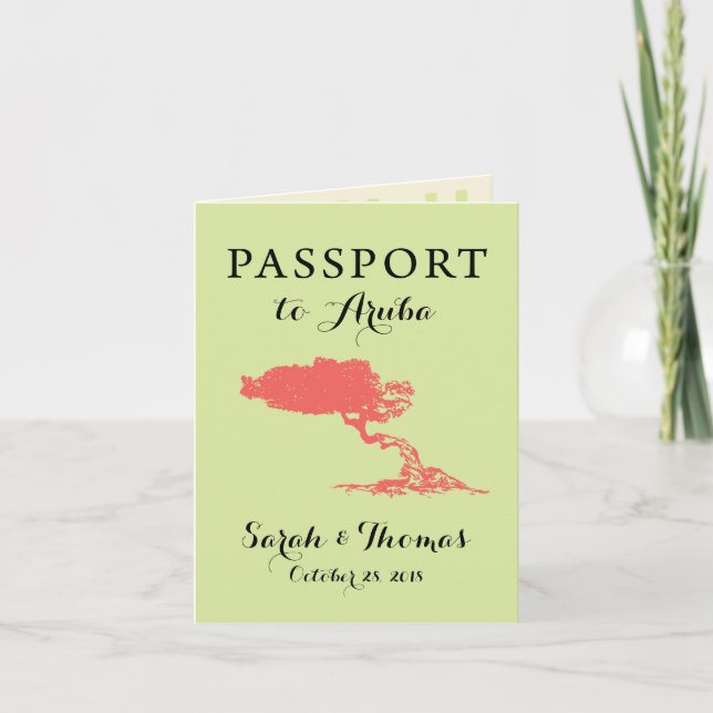 Convite Passaporte de Aruba | Salve a Data (Frente)