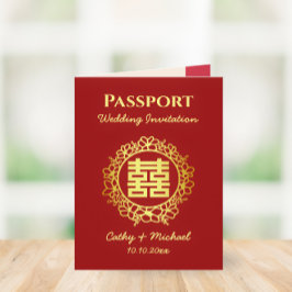 Convite Passaporte de casamento chinês de destino vermelho