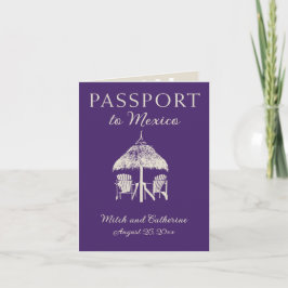 Convite Passaporte de Casamento Tropical Roxo do México em