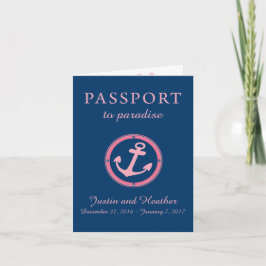 Convite Passaporte de Cruzeiro, cor-de-rosa e Marinho, de