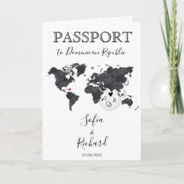 Convite Passaporte de Destino de Casamento Blue World Map 