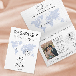 Convite Passaporte de Destino de Casamento com Mapa Mundia