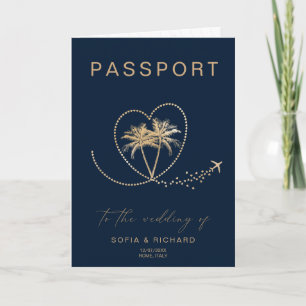Convite Passaporte de Destino de Casamento de Palmeira de 