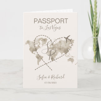 Convite Passaporte de Destino de Casamento de viagem Las V