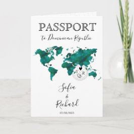 Convite Passaporte de Destino de Casamento e Mapa do Mundo