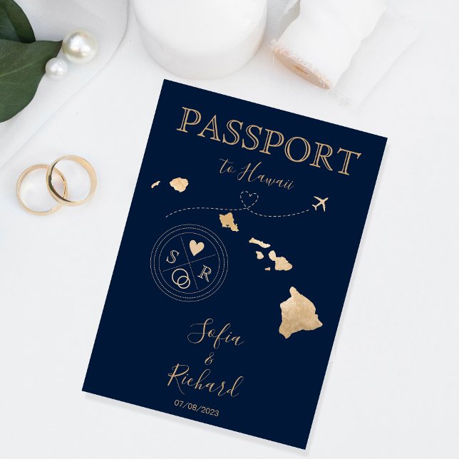 Convite Passaporte de Destino de Casamento Hawaii (Criador carregado)
