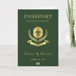 Convite Passaporte de Destino de Casamento Mapa Mundial Co