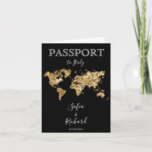 Convite Passaporte de Destino de Casamento Mapa Mundial Do