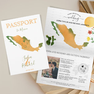 Convite Passaporte de Destino de Casamento México Mapeamen