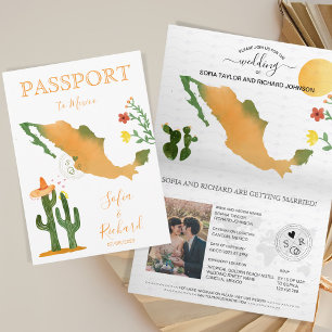 Convite Passaporte de Destino de Casamento México Mapeamen