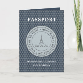 Convite Passaporte de Paris Azul legal com Quinceañera