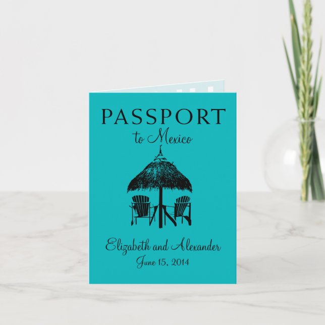 Convite Passaporte para Casamento no Cancun México (Frente)