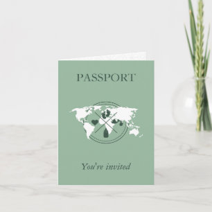 Convite Passaporte Verde Viagem Menino Churrasco de Bebê M