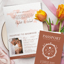 Convite Passaporte Viagem Destino Terracotta Casamento