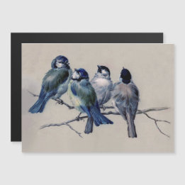 Convite Pássaros Azuis De Cores Aquáticas Pintura Familiar