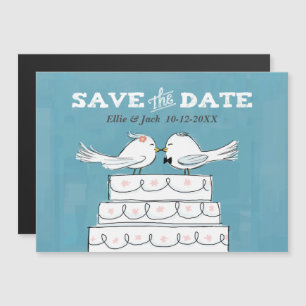 Convite Pássaros de Amor no Bolo de Casamento Salve a Data