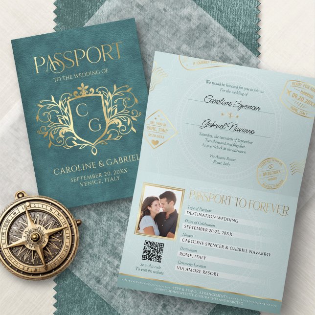 Convite Passport Destination Wedding Invitation (Criador carregado)