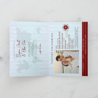 Convite Passport Destination Wedding red invitation