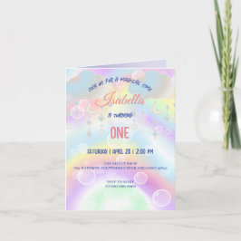 Convite Pasta de Aquarela Cuta Unicorns Rainbow Aniversári