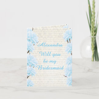 Convite Pastel azul azul floral você será minha dama de ho