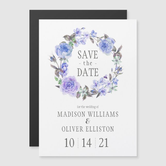 Convite Pastel Purple Watercolor Floral| Salvar a data (Frente/Verso)