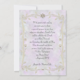 Convite Pastel Watercolor Bat Mitzvah