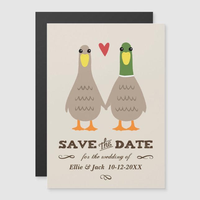 Convite Patos do Amor Casamento Salve a Data (Frente/Verso)