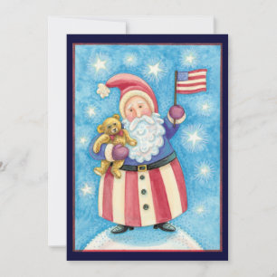 Convite patriótico da bandeira de Papai Noel w do