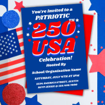 Convite Patriótico Editável Celebração EUA 250