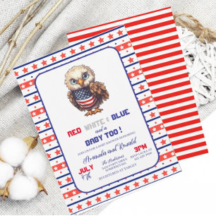 Convite Patriótico Vermelho Branco e Azul 4 de Jul