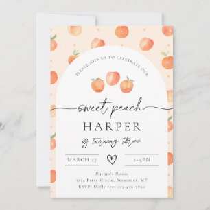 Convite Peach Birthday Pêssego doce