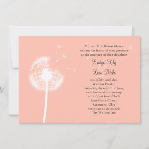 Convite Peach Dandelion Wedding