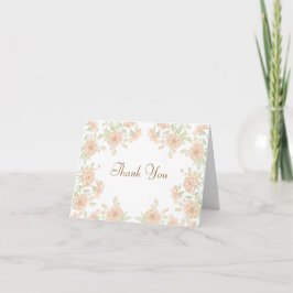 Convite Peach Rose Wedding Thank You Note Card