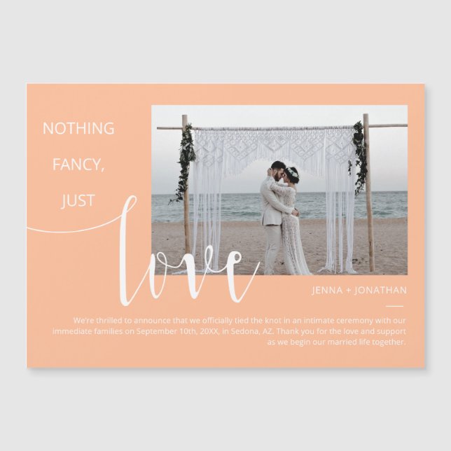Convite Peach Simple Modern Minimine Script Photo Magnet (Frente)