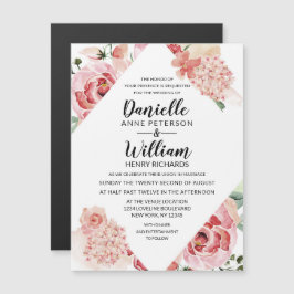 Convite Peach Watercolor Floral Chic Wedding Geométrico