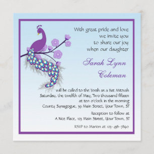 Convite Peacock Bat Mitzvah