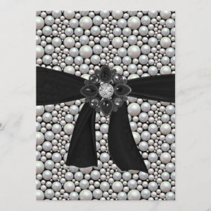 Convite Pearl Ribbon & Rhinestone