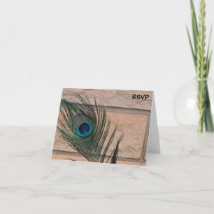 Convite Penas de Peacock e Bricks Casamento RSVP