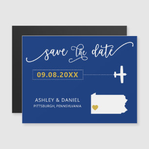 Convite Pennsylvania Wedding Save the Date Card, Map
