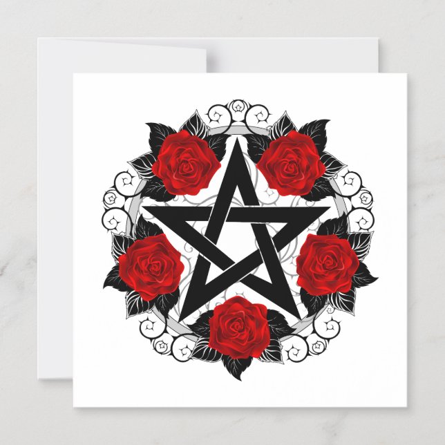 Convite Pentagrama com Rosas vermelhas (Frente)