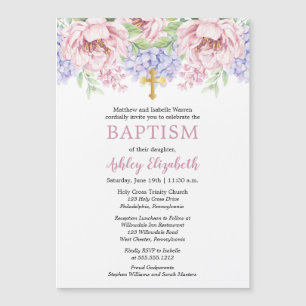 Convite Peônias Hydrangeas Watercolor Baptism Floral