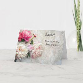 Convite Peônias rosa e branca com fundo de renda