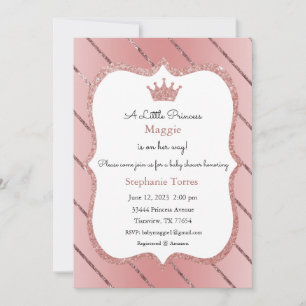 Convite Pequena Princesa, Convite Rose Gold